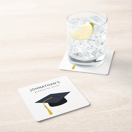 Pet en naam afstuderen Partij V2 Vierkante Kartonnen Onderzetter (Insitu)