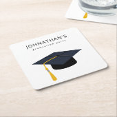 Pet en naam afstuderen Partij V2 Vierkante Kartonnen Onderzetter (Schuin)
