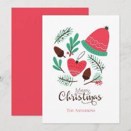 Pet en Pinecones voor vrolijke kerstwinter Feestdagenkaart