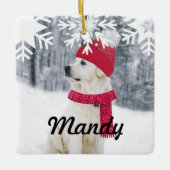 Pet en Scarf Snowflake Keramisch Ornament (Voorkant)
