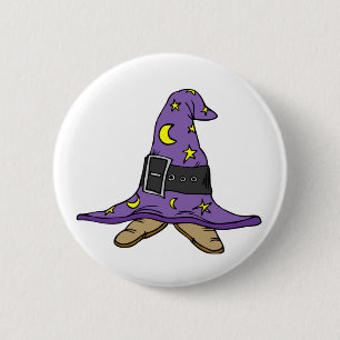 Pet en schoenen van heks ronde button 5,7 cm