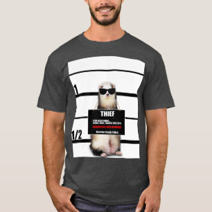 Pet Ferret Funny Ferret Thief Mugshot Gift T-shirt