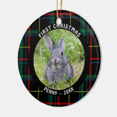 Pet FIRST CHRISTMAS-foto geplaatst op persoonlijke Keramisch Ornament (Links)