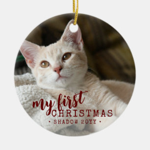 Pet First kerstfoto Simple Cute Keramisch Ornament