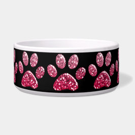 Pet Food Bowl - DK Pinks Bling Paw Prints Voerbakje