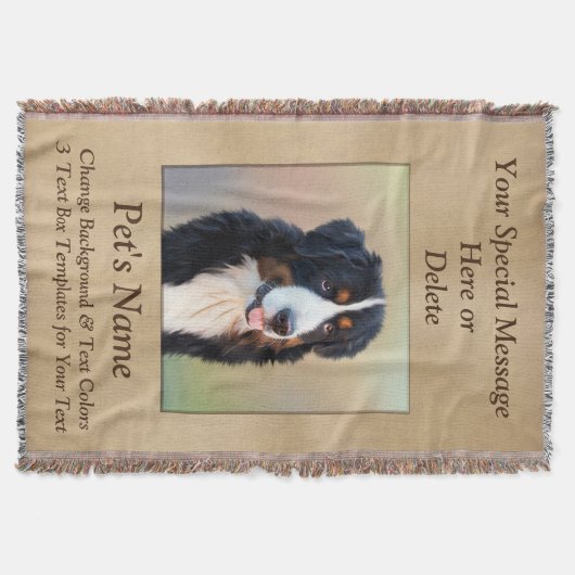 Pet Foto 3 Tekstvakken Gepersonaliseerde trommel Deken (Voorkant)