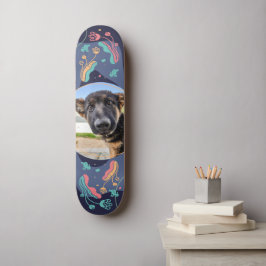 Pet-foto, bewerkbaar lijst met bloem skateboard