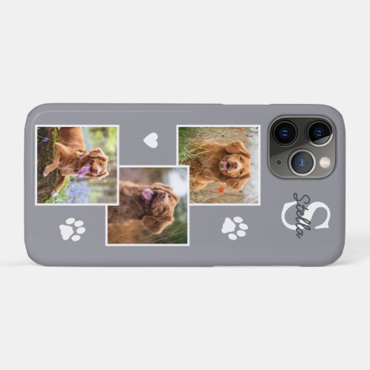 Pet Foto Collage Monogram Naam Grijze Kat Hond Case-Mate iPhone Case (Achterkant (horizontaal))
