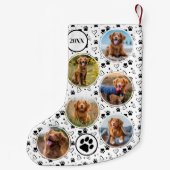 Pet Foto Collage Paw Prints Hart Hond Kleine Kerstsok (Achterkant)