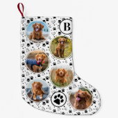 Pet Foto Collage Paw Prints Hart Hond Kleine Kerstsok (Voorkant)