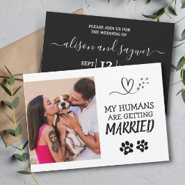 Pet Foto Modern Simple Black and White Wedding Kaart