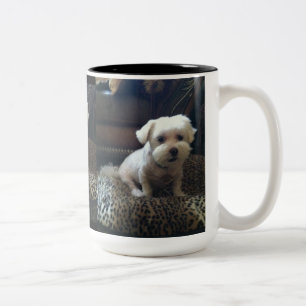 PET FOTO-MOK MET MALTESE PRINTS TWEEKLEURIGE KOFFIEMOK