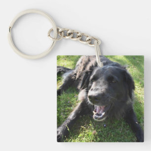 Pet Foto Monogram Naam Initiaal Blauw Groen Sleutelhanger