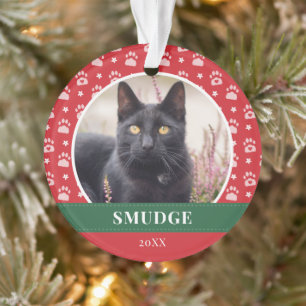 Pet foto rood wit papier printpatroon ornament