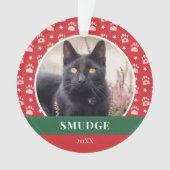 Pet foto rood wit papier printpatroon ornament (voorkant)
