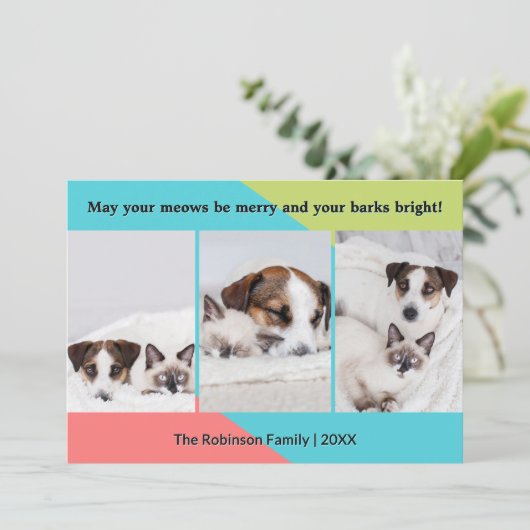Pet foto's Grappig en feestelijk Kerstmis Feestdagenkaart (Staand voorkant)