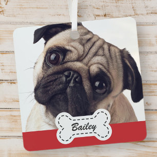 Pet Foto's op Schattige hondenbot Voeg naam toe Metalen Ornament