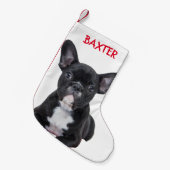 Pet French Bulldog Dog Photo Personalized Kleine Kerstsok (Voorkant (Hangend))