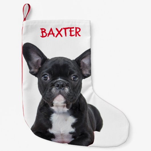 Pet French Bulldog Dog Photo Personalized Kleine Kerstsok (Voorkant)