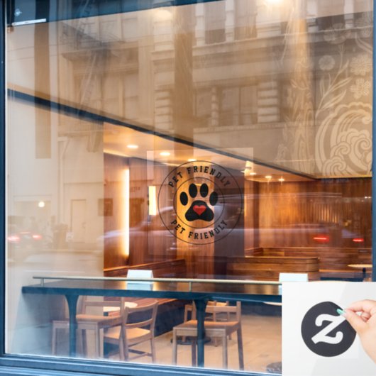 Pet Friendly Label met hardepots Window Cling Raamsticker (Cafe Raam)