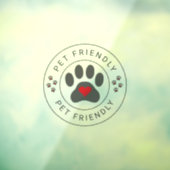 Pet Friendly Label met hartpoot Raamsticker (Vel 3)