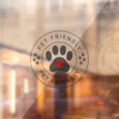 Pet Friendly Label met hartpoot Raamsticker (Vel 2)