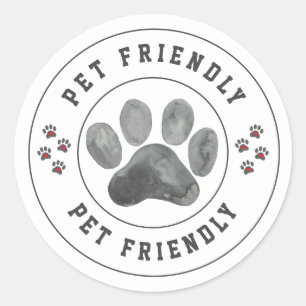 Pet Friendly waterverf paw Ronde Sticker