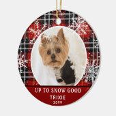 Pet Funny UP-TO-SNOW GOOD Red Pset Snowflake Keramisch Ornament (Links)