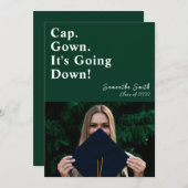 Pet gaat het groene moderne Afstuderen omlaag Aankondiging (Voorkant / Achterkant)