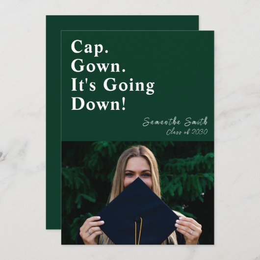 Pet gaat het groene moderne Afstuderen omlaag Kaart (Voorkant / Achterkant)