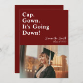 Pet gaat het rode moderne Afstuderen omlaag Kaart (Voorkant / Achterkant)