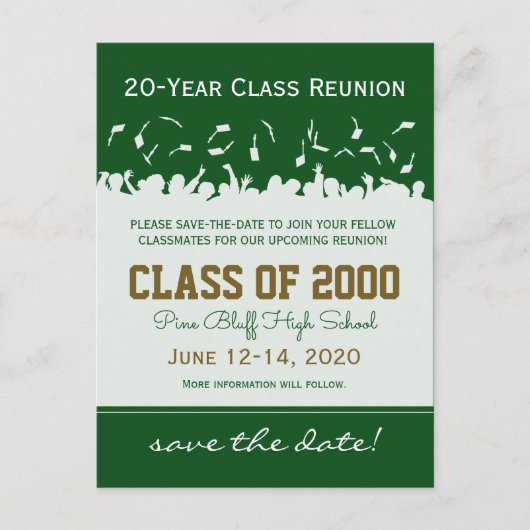 Pet & Gown Class Reunion Save-the-Date Briefkaart (Voorkant)