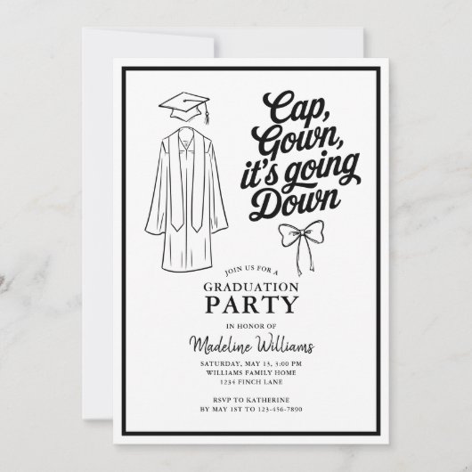 Pet Gown Het gaat naar beneden Bow Graduation Part Kaart (Voorkant)