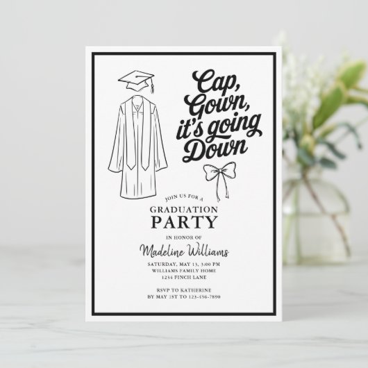 Pet Gown Het gaat naar beneden Bow Graduation Part Kaart (Staand voorkant)