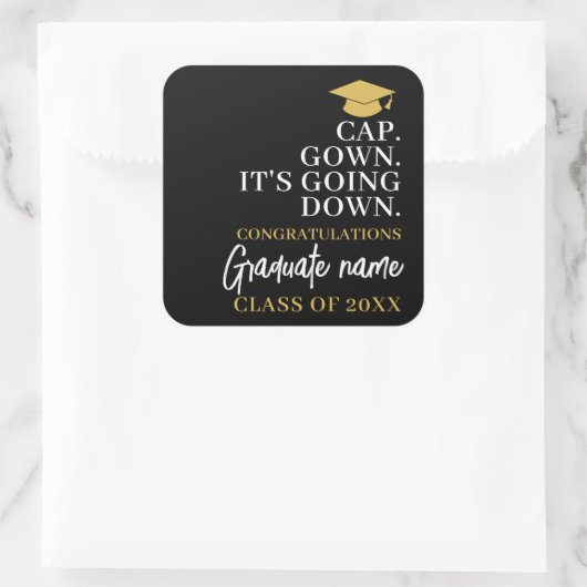 Pet Gown It's Going Down - Naam Modern Afstuderen Vierkante Sticker (Tas)