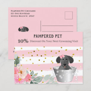 Pet Groomer Chiot dans Tub Marketing Carte Postale