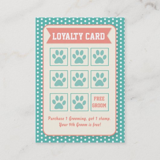 Pet Groomer Loyalty Kaart -  (Voorkant)