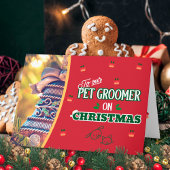 Pet Groomer op kerstpootkat en feestdag Kaart
