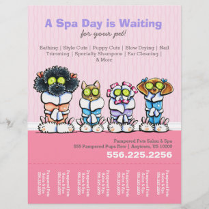 Pet Groomer Spa Dogs Cat Robes Roze Scheurblad Flyer