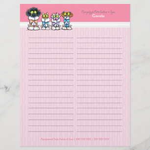 Pet Groomer Spa Robes Pink Sign-In Guest Sheet Flyer