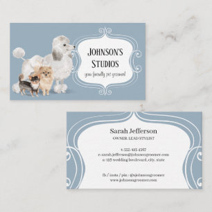 Pet Groomer Waterverf Hondenrassen Stustblauw Visitekaartje