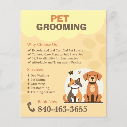 Pet Grooming Aangepaste bewerkbare flyer (Voorkant)