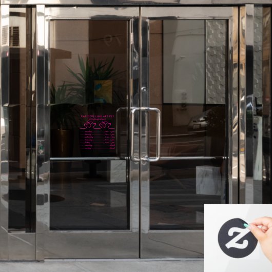 Pet Grooming Katten en honden Minimale moderne roz Raamsticker (Kantoordeur)