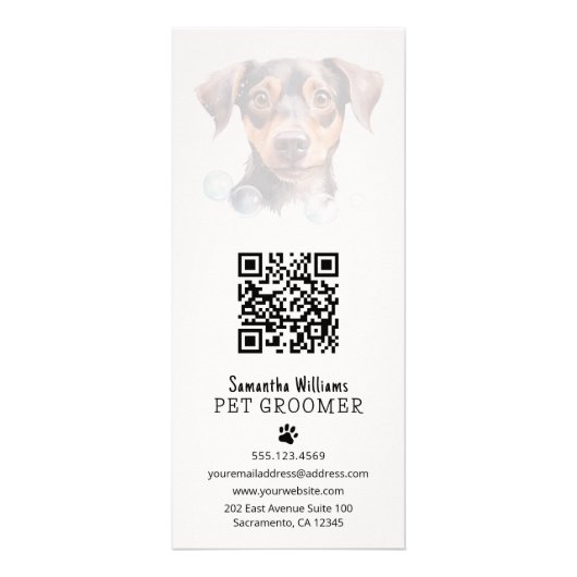 Pet Grooming Service Prijs QR Code Reclamekaart (Achterkant)