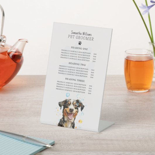 Pet Grooming Service Prijs Reclamebord Met Voetstuk (Insitu)