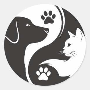 Pet Harmony Yin Yang Vinyl Sticker - Hond en Kat