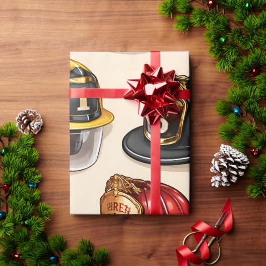 Pet helmet pattern fire station wrap cadeaupapier (Feestdagen Geschenken)