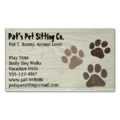 Pet Hond of Kat Paw Prints op Faux Weer Hout Visitekaartje Magneet (Voorkant)