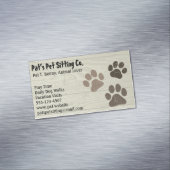 Pet Hond of Kat Paw Prints op Faux Weer Hout Visitekaartje Magneet (Voorbeeld)