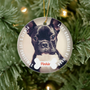 Pet Hondenliefhebber eerste kerstfoto Botten Keramisch Ornament